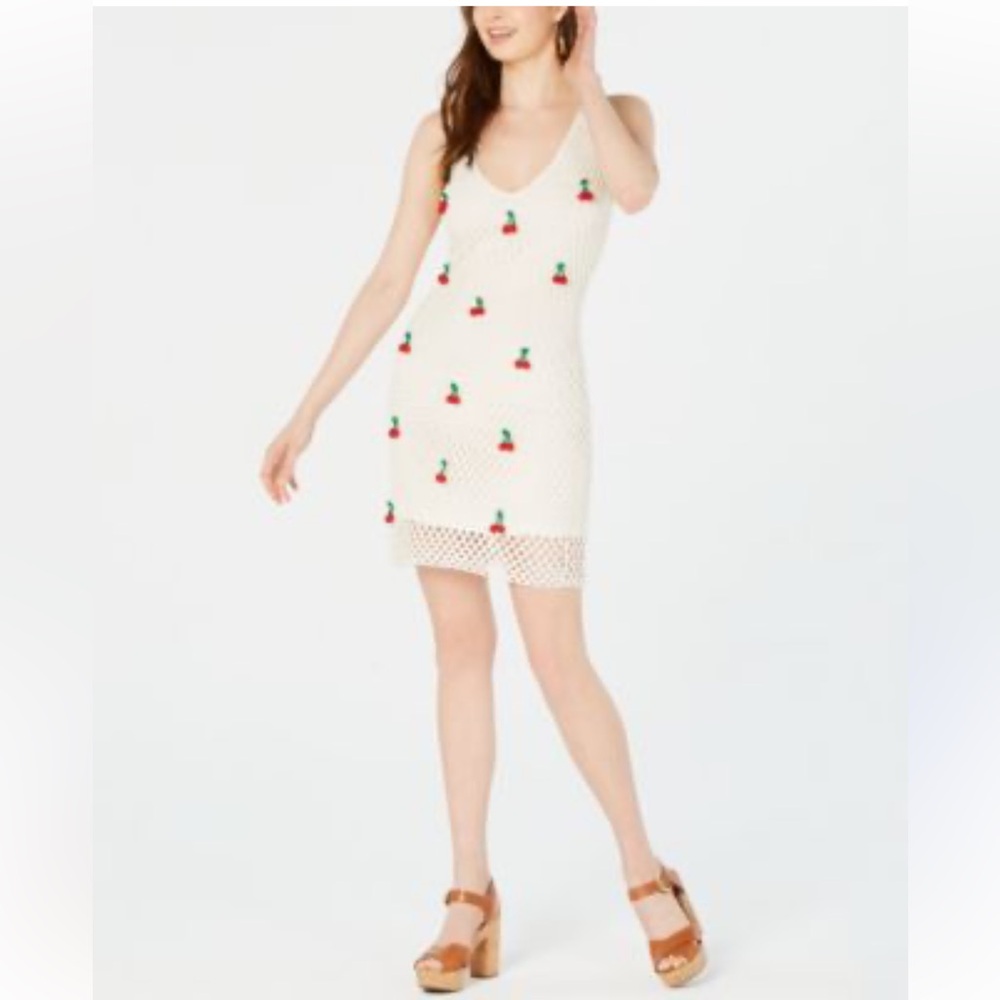 Lucy Paris White Crochet Dress with Cherry Details 🆕